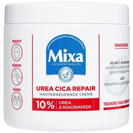 Mixa Urea Skin Renewing Cream with Urea & Niacinamide for Dry and Rough and Uneven Skin, Repairs and Smooths, Moisturiser for the Body, Hands and Face, Cica Repair+, 400 ml