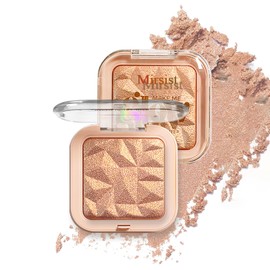 WALULAN 4 Colors Diamond Shimmering Powder, High Glossy Face Illuminator Palette, Natural Glow Finish, Pearl Shimmer Smooth Baked Powder, Lasting Highlighter Eyeshadow