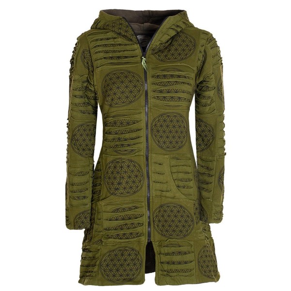 Vishes - Alternative Clothing - Women's Long Warm Jacket Hippie Coat Pointed Hooded Coat, olive