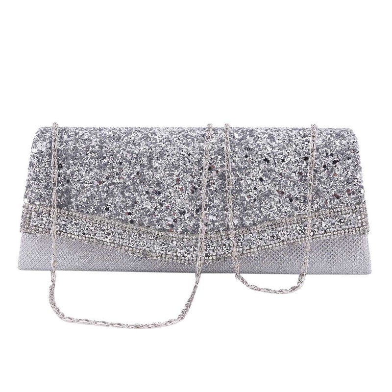 Damara Women Dazzling Crystal Trim Classic Clutch Cocktail Bag,Gold