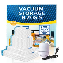 26 Pack Vacuum Storage Bags with Electric Pumps (3 Jumbo, 3 Large, 10 Medium, 10 Small) used to Save Space for Storing Sealed Clothes, Blankets, Pillows, For Travel Space Bags Storage Bags