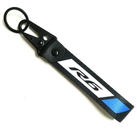 Motorcycle Metal Key Holder Chain Tag With Stamp Logo Nylon Rope Compatible With Yamaha YZF R6 YZFR6 636, Black, free