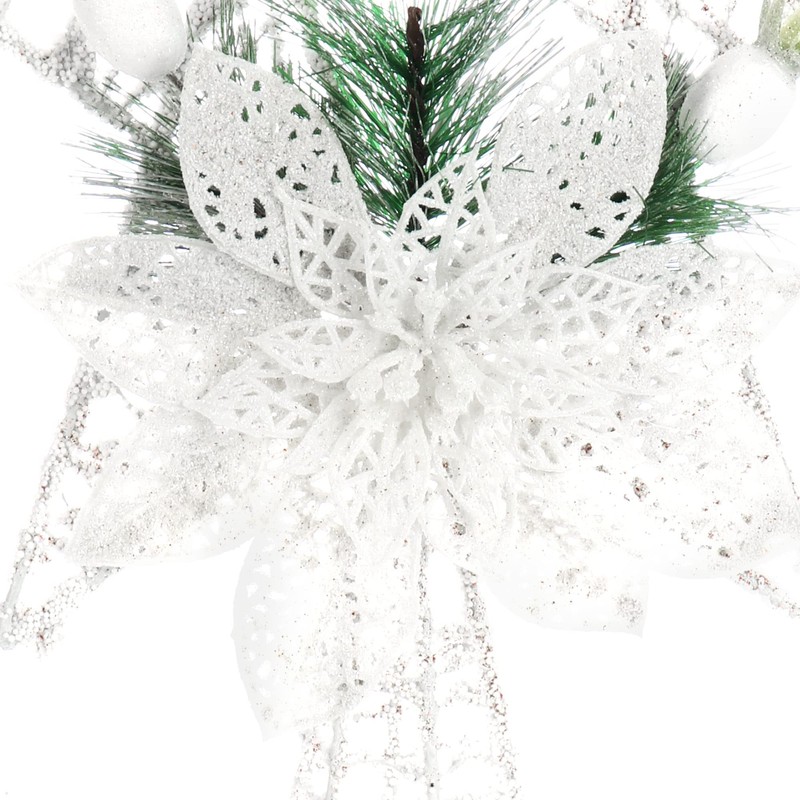 COM-FOUR® Deco Star Christmas - White Metal Star with Pine