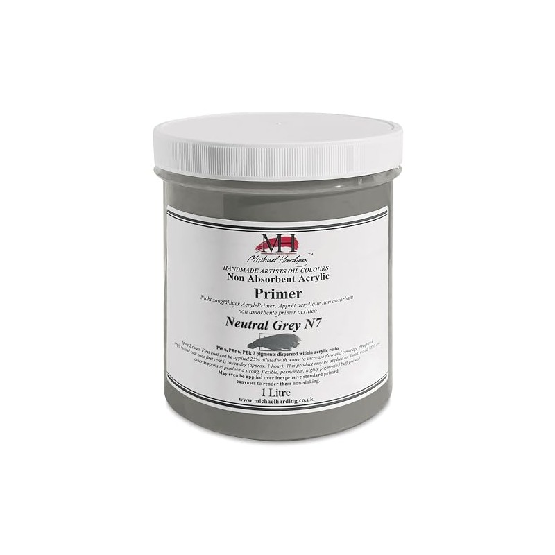 Michael Harding, Non-Absorbent Acrylic Primer, Neutral Grey 7, 1 Liter,