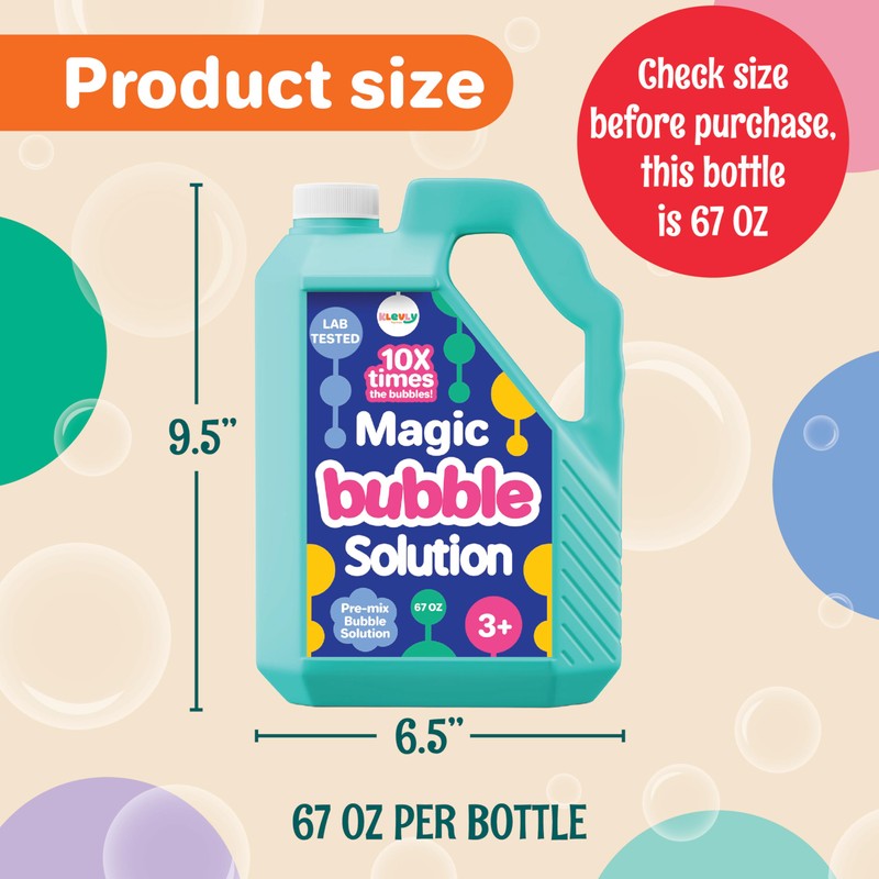 67 OZ Iridescent Bubble Solution Refill | Non-Toxic Pre-Mix Bubble