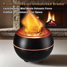 2 Pack Essential Oil Diffuser,Colorful Flame Air Aroma Diffuser Humidifier,Upgraded 7 Flame Colors Noiseless Essential Oil Diffuser for Home,Office,Yoga with Auto-Off Protection(360ml,Black)