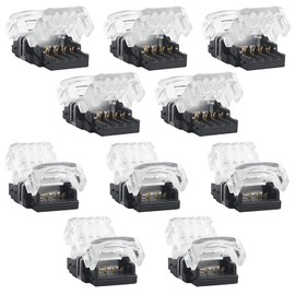 RGBZONE 10 Pack RGB 4Pin LED Strip Connector for 10mm Waterproof RGB 5050 LED Strip, Quick Strip to Wire Connector Without Stripping Wire