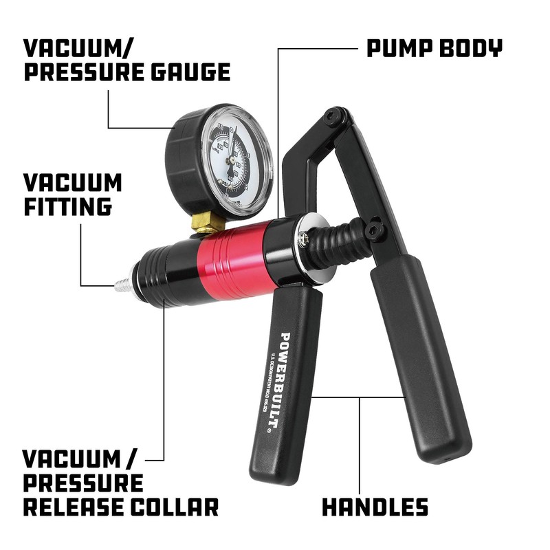 Powerbuilt Vacuum Pump Set with Hoses, Repair Components and Hydraulic