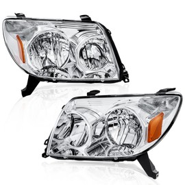 KUIPERAUTO Pair Headlights Assembly Compatible for Toyota 4Runner 2003-2005 with Clear Lens/Chrome Housing/Amber Reflector Front Lamps Driver and Passenger Side(Set of 2)# 8117035400, 8113035420