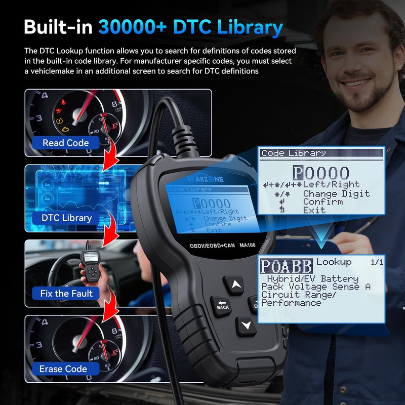 ICARZONE OBD2 Scanner MA100 Professional Car Code Reader OBDII Scan