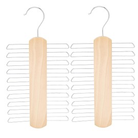 Zwenjuan Krawattenhalter,2 Stück Krawattenbügel Holz,Krawattenhalter um 360° Drehbar Holz Kleiderbügel Mit 20 Haken,Zum Ordnen und Aufbewahren von Krawatten,Gürteln und Schal
