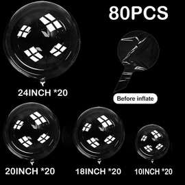 HKYOOD 80Pcs Bobo Balloons, Different Size Clear Balloons for Stuffing Bubble Transparente for Baby Showers Valentines Christmas Wedding Birthday Party Decoration(10 Inch, 18 Inch, 20 Inch, 24 Inch)