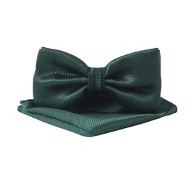 Massi Morino Bow Tie with Pocket Square for Men Set - Suit Men's Bow Tie for Wedding - Adjustable Bow, dark green