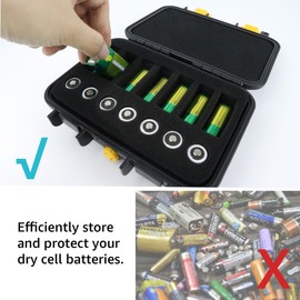 9V & CR2 CR123A Lithium Battery Storage Case,14 Slots Organizer Box for CR17345/CR16340/CR18350/CR15270(CR2)/PP3, Waterproof Hard,for Household Outdoor,[Battery Not Included,Case Only]