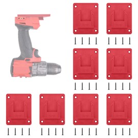 Rtsyful 8 Packs Tool Holder Mount for 20V/12V Drill and Milwaukee M18 18V Tools - Tool Holder/Hanger Set with 32 Pcs Screws - Red (Red 8Packs Tool Holder Mount)