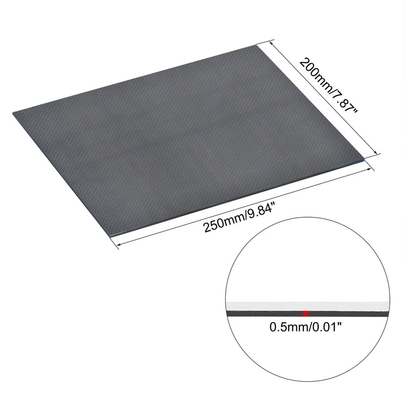 sourcing map Carbon Fiber Plate Panel Sheets 250mm x 200mm