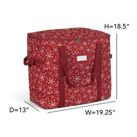 Covermates Keepsakes Adjustable Ornament Storage Bag, Carrying Handles, Padded Protection - Holiday Storage, Red Snowflake