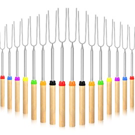 10 Pack 32 Inch Marshmallow Roasting Sticks Bulk, Smores Skewers for Fire Pit Kit, Hot Dog Camping Skewers Accessories Campfire Marshmellow Extendable Forks Bbq Tools Smores Sticks