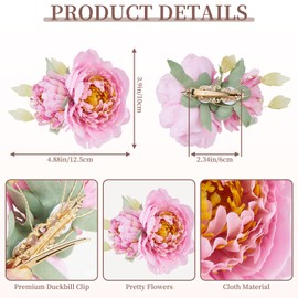 QIUTIMIY 4 Pack Women Flower Hair Clips Artificial Hawaiian Peony Flowers Spring Summer Hair Pins Floral Hair Accessories