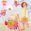 Kids Bowtie Heart Rolling Backpack for Girls Trolley Suitcases Luggage