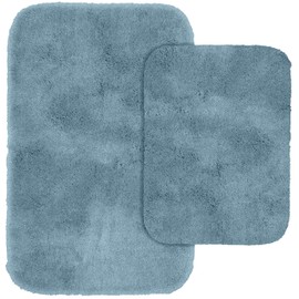 Garland Rug 2-Piece Finest Luxury Ultra Plush Washable Nylon Bathroom Rug Set, Basin Blue