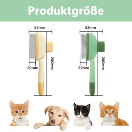 Olgary 2 Stück Selbstreinigender Flohkamm für Katzen & Hunde – Doppelseitige Metall Bürste, Flohbürste Kurz/Langhaar mit Anti-Rutsch-Griff, Leicht zu Reinigen & Reisebox (Gelb + Grün)