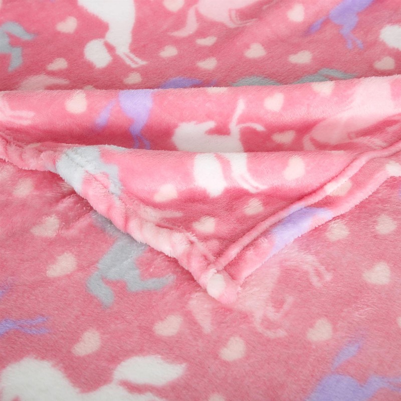 Adore Home Super Soft Horse Blanket Kids Character Pink Super