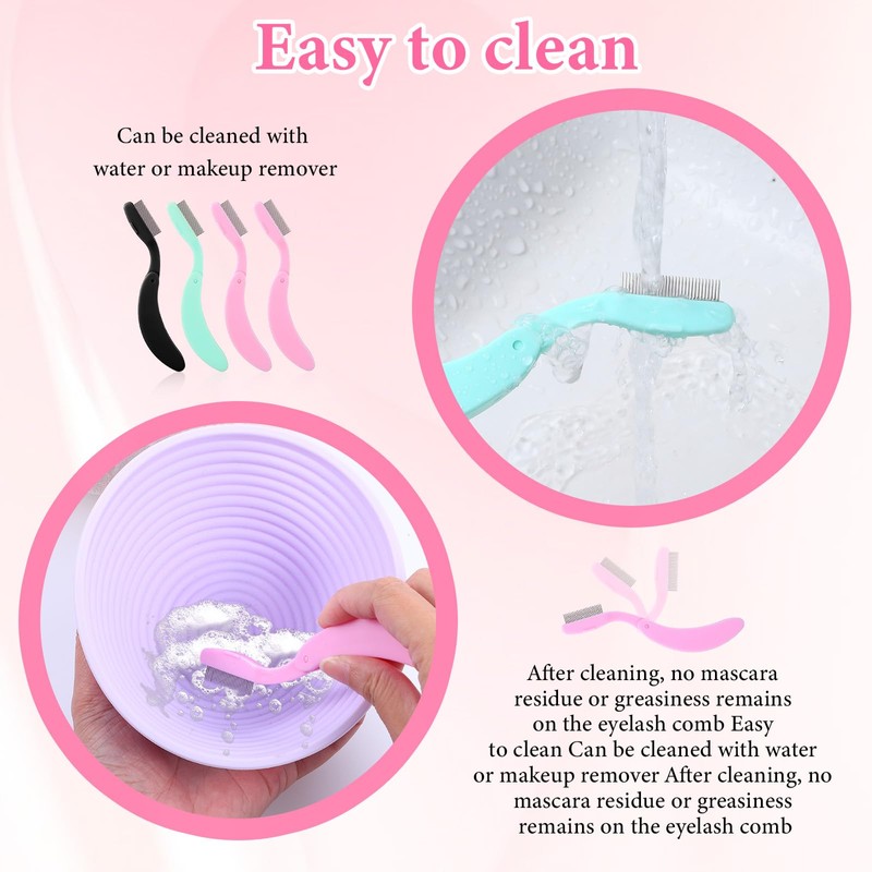 4 Pcs Folding Eyelash Comb with Metal Teeth, Durable Portable