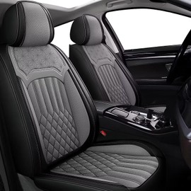 TTX Car Seat Covers 2 Front Seats Fit for Toyota Highlander 2007-2024 2025 Breathable Leather Seat Protector with Airbag Compatible Automotive Seat Cushions Cover with Beautiful Patterns (Grey)