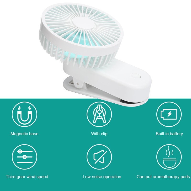 Clipon Desk Fan 3 Gears Wind Speeds Magnetic Small Portable