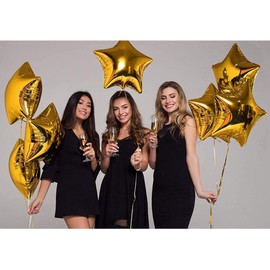 Star Balloons 10pcs, Gold Star Balloons, Gold Star Foil Balloons, Large Mylar Balloons for Birthday Decorations, Vintage Party, Masquerade, New Year