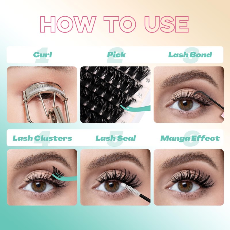 GEMERRY Eyelash Extensions Spikes DIY Cluster Eyelashes D Curl Individual