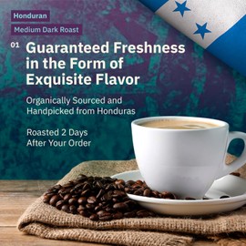 Organic Honduran Whole Bean Coffee Medium Dark Roast - 5LB, Single Origin Arabica Speciality Coffee Beans, Freshly Roasted To Order By Kochere