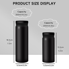 Boziee Small Stainless Steel Thermos Flask 200 ml / 300 ml BPA Free Vacuum Insulated Bottle Mini Thermos Flask (Black, 200 ml)