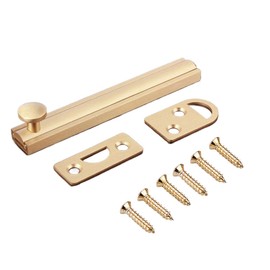SUPERTOOL Surface Latch, 1PC Brass Door Bolt Unrust Simple Barrel Bolt Lock for Room,Window Locks,Toilet Gate and Shed Doors(153mmx15mm Brushed Gold)