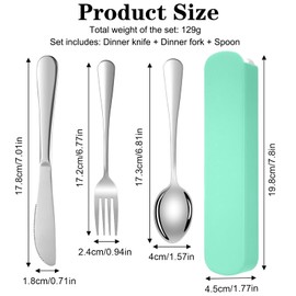 DOETYD Travel Cutlery Set 3 PCS Stainless Cutlery with Portable Pouch Case Reusable Cutlery Set for Camping Travel Picnic School Office Lunch (Green)
