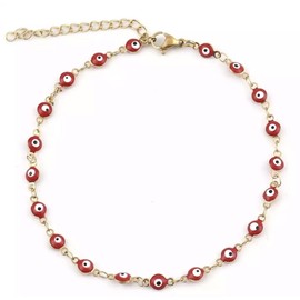 AT Jewellery - Red Evil Eye | Gold Ankle Chain Anklet