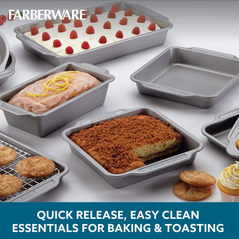 Farberware Nonstick Steel Bakeware Set with Cooling Rack, Baking Pan