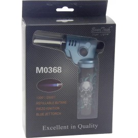 Ever Tech Double Table Torch Lighter Adjustable Flame Refillable Skull BL