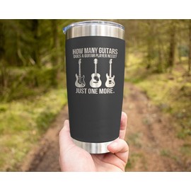How Many Guitars Does A Guitar Player Need Just One More Tumbler - Funny Musician Tumbler With Guitar Pick Graphic - Gift For Guitar Lovers - Collectors - Band Members Who Can’t Stop Buying Gear