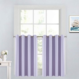 Yakamok Blackout Small Window Curtains with Grommet Top, Room Darkening Thermal Insulated Window Panel Drape for Bedroom Bathroom, 52Wx36L, Lilac, 2 Panels