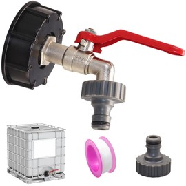 3/4 Inch Outlet Tap Water Butt Water Tank Accessories Outlet Tap, Brass IBC Outlet Tap, Water Butt Tap for Water Butt, Outlet Tap, 1000 Litre Water Tank Accessories, for Rain Bucket, Tank, Gardening