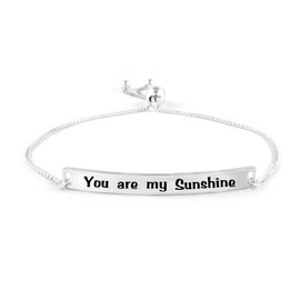 Verona Jewelers Sterling Silver Engraved You Are My Sunshine Adjustable Bolo Bracelet- Slider Bracelet For Women, 925 Sterling Silver Bracelet, One Size Fits All
