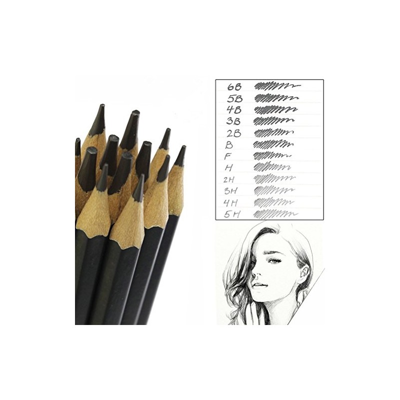 12 Graded Pencils - Draws, Tones & Shades without mess