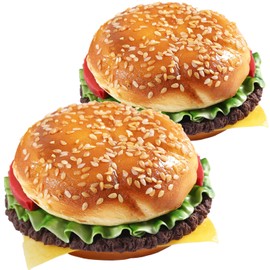 Joeabor Artificial Hamburger Round 2 Pack Realistic Fake Food for Display Faux Burger for Decoration Fake Food Props