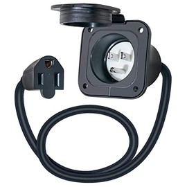 15 Amp Shore Power Inlet, EilxMag 125V Flanged Inlet Power Inlet Port Plug NEMA 5-15P RV Electrical Outlet with Integrated 18" Extension Cord ETL Approved