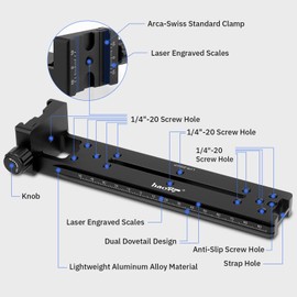 Haoge LVR-200CP Double Dovetail Plate 200mm Vertical Rail with 90 Degree Quick Release Clamp Fits Arca-Swid Tripod Ball Head Panoramic Panoramic Clamp