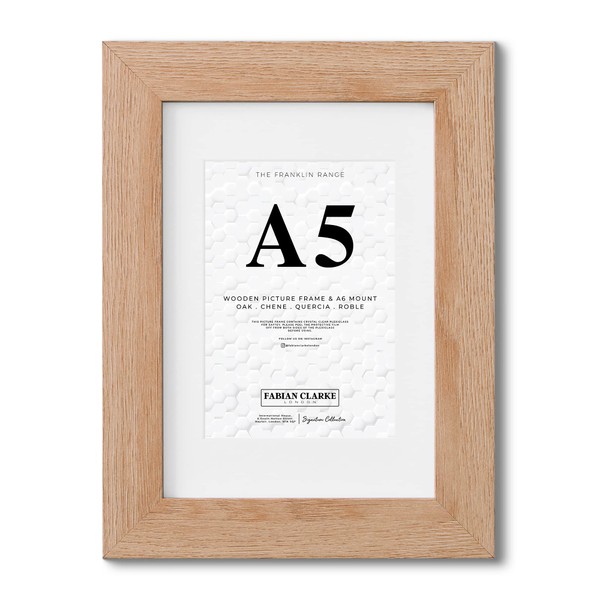 Fabian Clarke London® A5 Modern Oak Wooden Picture Photo Frame