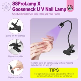 SAVILAND Gooseneck U V Lamp for Gel Nails: 360° Adjustable U V Light for Gel Nails 10S Fast Curing LED U V Nail Lamp Hands Free 5W Led Flash Cure Light for Gel Nails Tips Portable Salon DIY Manicure