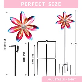WONDER GARDEN Wind Spinners for Yard and Garden-Solar Wind Spinner - 5.2 FT Wind Sculptures & Spinners Windmill with LED Light Glass Ball for Garden Patio Outdoor Decor